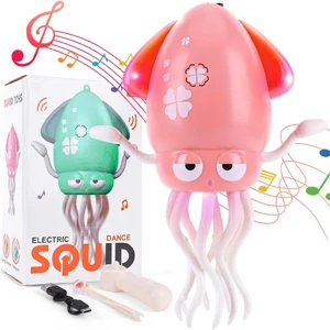Electric Dancing Squid Toys Automatic Obstacle Avoidance Sensor Toys Upright & Crawling Two Modes , Rechargeable Magic Dancing Music Squid for Kids - Random Color (158-21C)